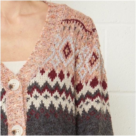 NEW Vintage Patterned Cardigan Antique Moves - Picture 4 of 6